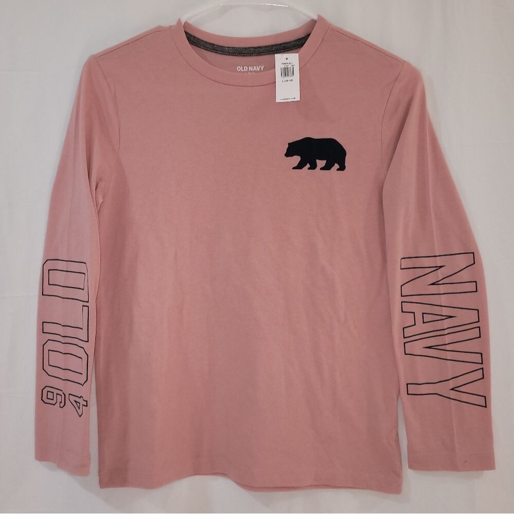 Old navy size large boys Pink Paradigm Long-Sleeve Logo-Graphic T-Shirt NWT